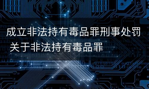 成立非法持有毒品罪刑事处罚 关于非法持有毒品罪