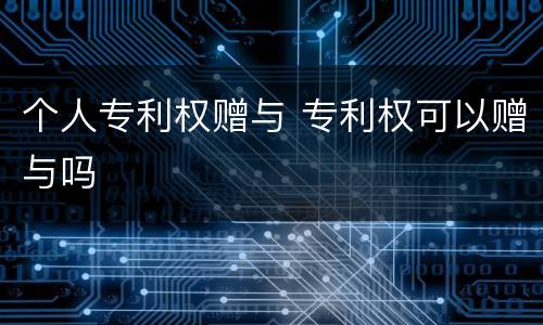 个人专利权赠与 专利权可以赠与吗