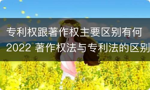 专利权跟著作权主要区别有何2022 著作权法与专利法的区别