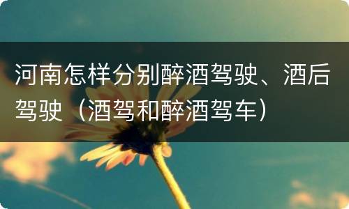 河南怎样分别醉酒驾驶、酒后驾驶（酒驾和醉酒驾车）