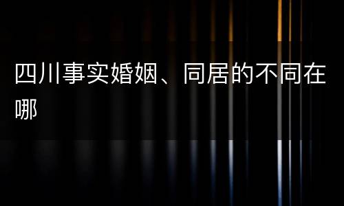 四川事实婚姻、同居的不同在哪