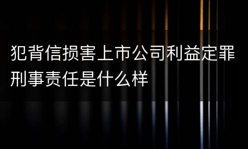 犯背信损害上市公司利益定罪刑事责任是什么样