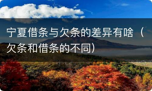 宁夏借条与欠条的差异有啥（欠条和借条的不同）