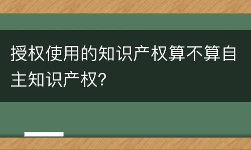 授权使用的知识产权算不算自主知识产权？