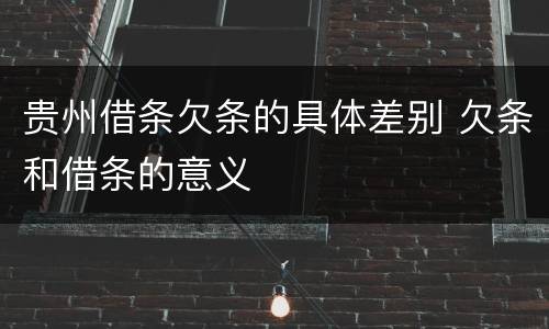 贵州借条欠条的具体差别 欠条和借条的意义