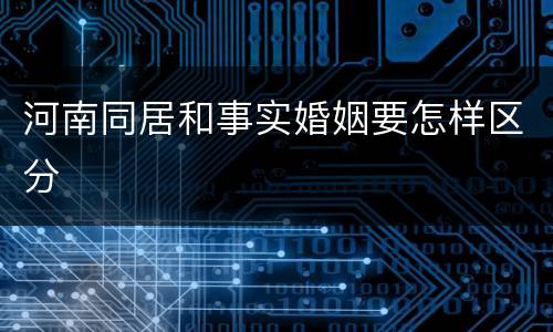 河南同居和事实婚姻要怎样区分