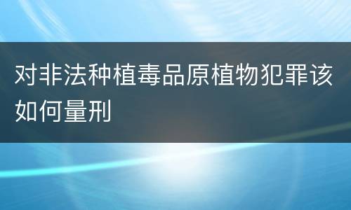 对非法种植毒品原植物犯罪该如何量刑