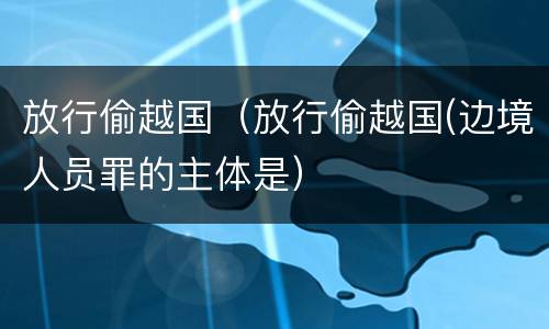 放行偷越国（放行偷越国(边境人员罪的主体是）