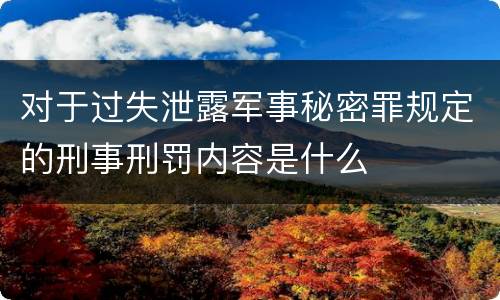 对于过失泄露军事秘密罪规定的刑事刑罚内容是什么