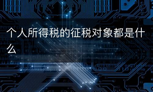 个人所得税的征税对象都是什么