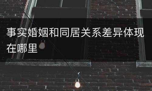 事实婚姻和同居关系差异体现在哪里