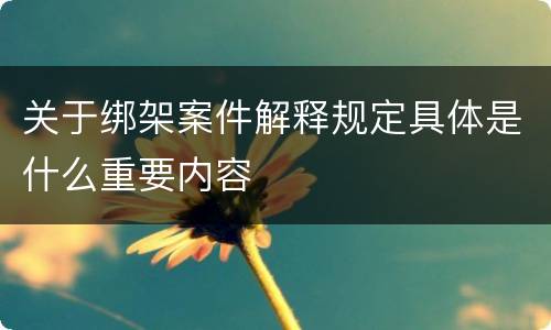 关于绑架案件解释规定具体是什么重要内容