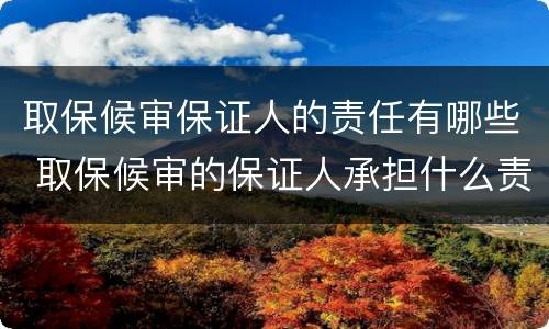 取保候审保证人的责任有哪些 取保候审的保证人承担什么责任