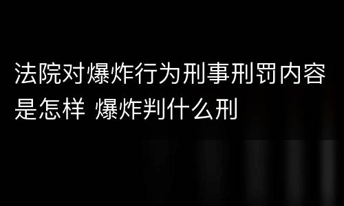 法院对爆炸行为刑事刑罚内容是怎样 爆炸判什么刑