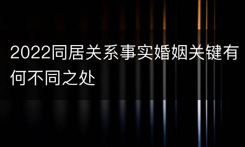 2022同居关系事实婚姻关键有何不同之处