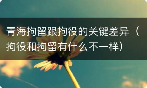 青海拘留跟拘役的关键差异（拘役和拘留有什么不一样）