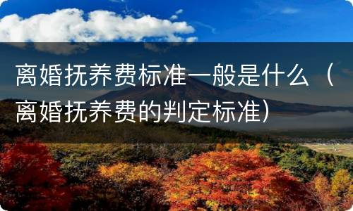 离婚抚养费标准一般是什么（离婚抚养费的判定标准）