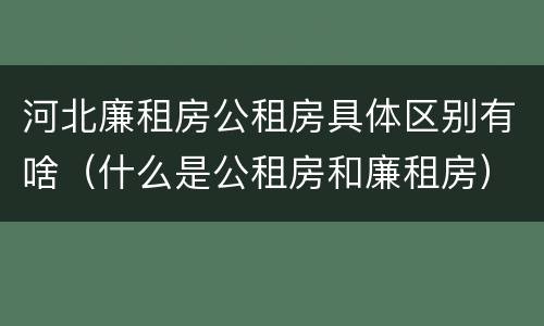 河北廉租房公租房具体区别有啥（什么是公租房和廉租房）
