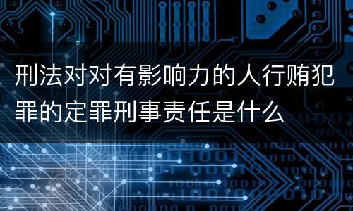 刑法对对有影响力的人行贿犯罪的定罪刑事责任是什么