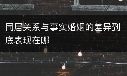 同居关系与事实婚姻的差异到底表现在哪