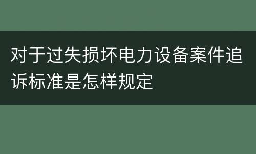 对于过失损坏电力设备案件追诉标准是怎样规定
