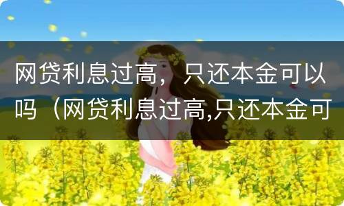 网贷利息过高，只还本金可以吗（网贷利息过高,只还本金可以吗）