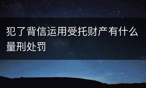 犯了背信运用受托财产有什么量刑处罚