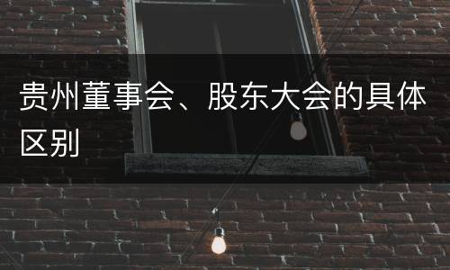 贵州董事会、股东大会的具体区别