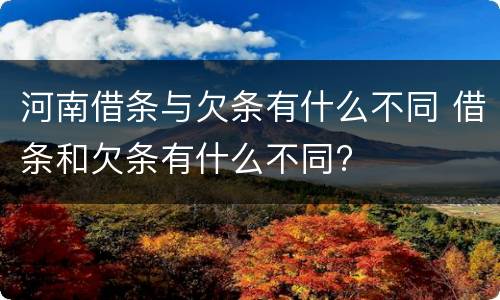 河南借条与欠条有什么不同 借条和欠条有什么不同?
