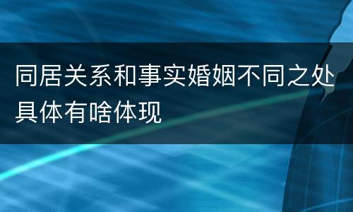 同居关系和事实婚姻不同之处具体有啥体现