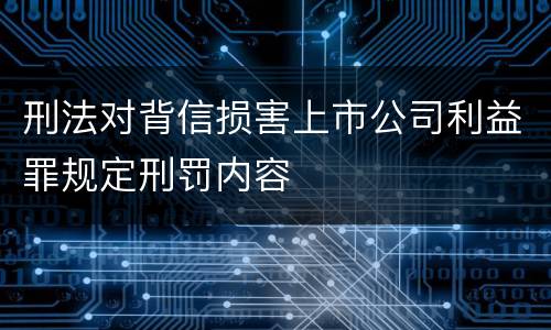 刑法对背信损害上市公司利益罪规定刑罚内容