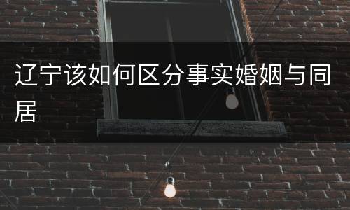 辽宁该如何区分事实婚姻与同居