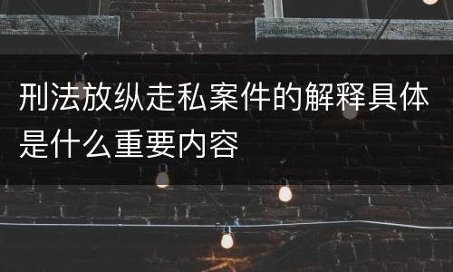 刑法放纵走私案件的解释具体是什么重要内容