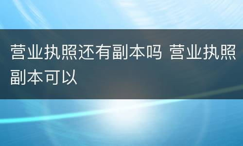 营业执照还有副本吗 营业执照副本可以