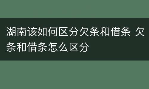湖南该如何区分欠条和借条 欠条和借条怎么区分