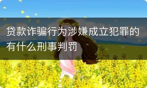贷款诈骗行为涉嫌成立犯罪的有什么刑事判罚
