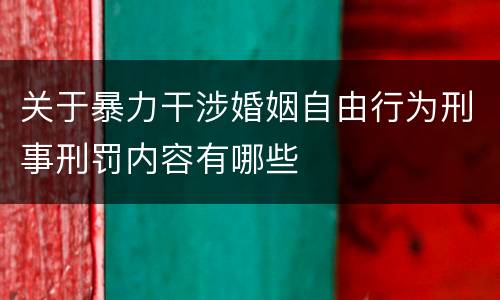 关于暴力干涉婚姻自由行为刑事刑罚内容有哪些