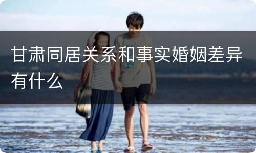 甘肃同居关系和事实婚姻差异有什么