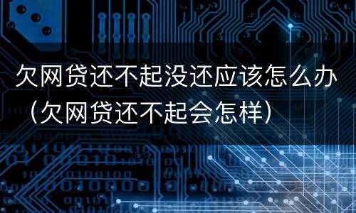 欠网贷还不起没还应该怎么办（欠网贷还不起会怎样）