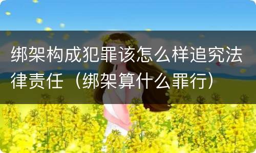 绑架构成犯罪该怎么样追究法律责任（绑架算什么罪行）