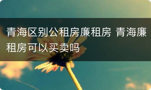 青海区别公租房廉租房 青海廉租房可以买卖吗