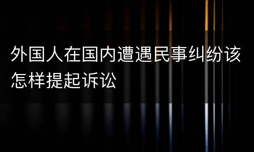 外国人在国内遭遇民事纠纷该怎样提起诉讼