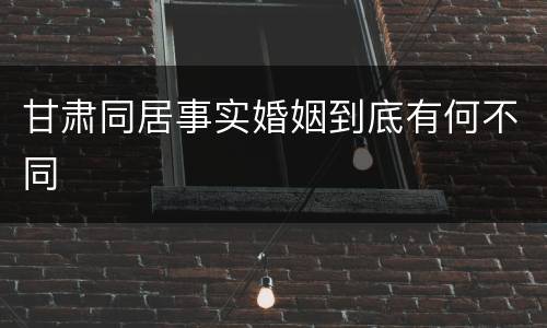 甘肃同居事实婚姻到底有何不同