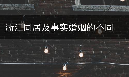 浙江同居及事实婚姻的不同
