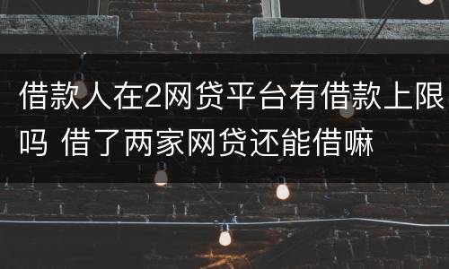 借款人在2网贷平台有借款上限吗 借了两家网贷还能借嘛