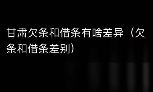 甘肃欠条和借条有啥差异（欠条和借条差别）