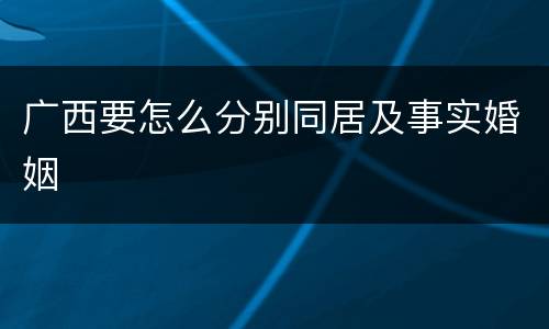 广西要怎么分别同居及事实婚姻