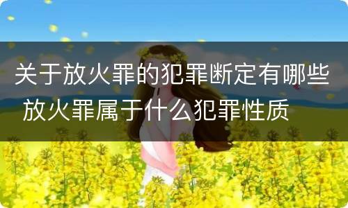 关于放火罪的犯罪断定有哪些 放火罪属于什么犯罪性质