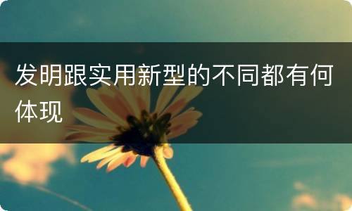 发明跟实用新型的不同都有何体现