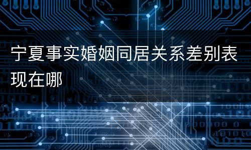 宁夏事实婚姻同居关系差别表现在哪